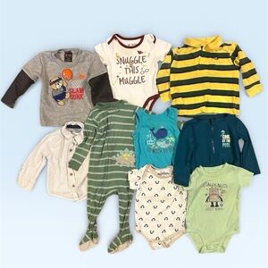 Baby Boy 12M Clothing Bundle 9pc Carter’s Onesies Pajamas Swim 9-12month